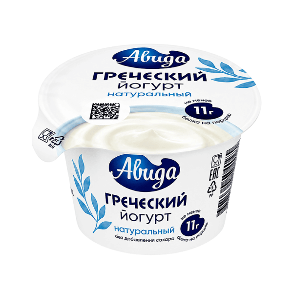 Йогурт Греческий натуральный с повышенным содержанием белка Авида 2%, 140 г