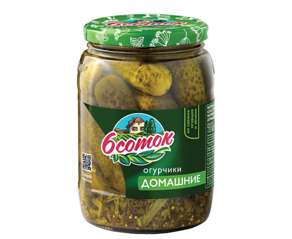 Огурчики Домашние 6 соток, 720 мл (6/1)