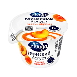 Йогурт Греческий персик-абрикос Авида 1.5%, 140 г