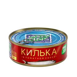 Килька неразделанная обжаренная в томатном соусе "Вкусные Консервы", 240 гр