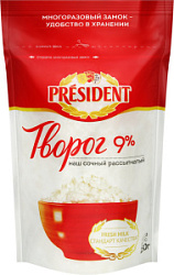 Творог рассыпчатый President 9%, 450 гр